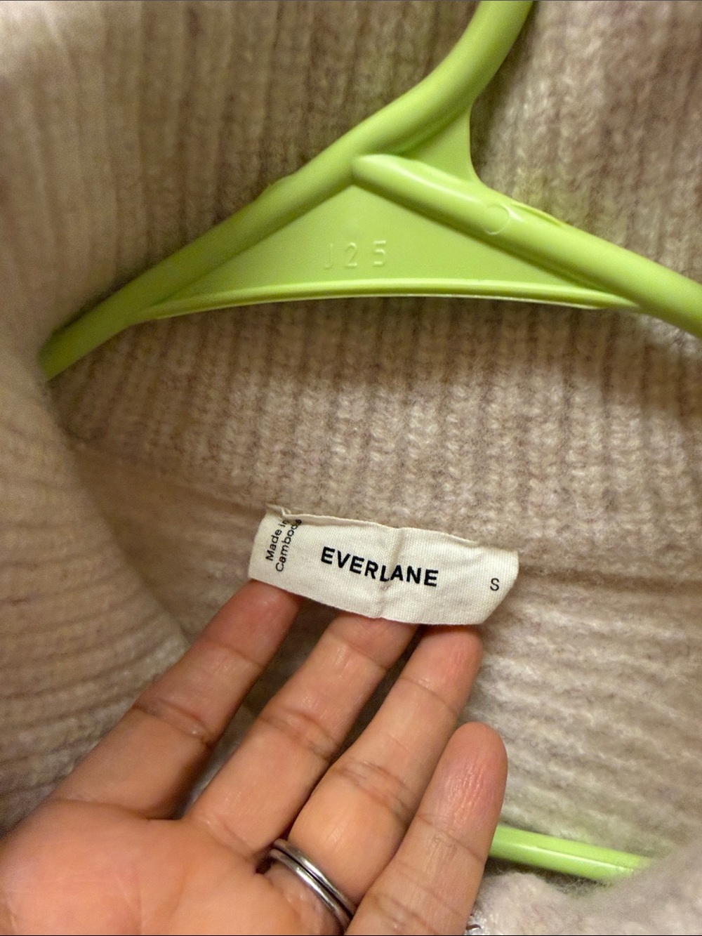 Everlane Cream Ribbed Half-Zip Turtleneck Wool Sweater Size Small - Picture 2 of 5